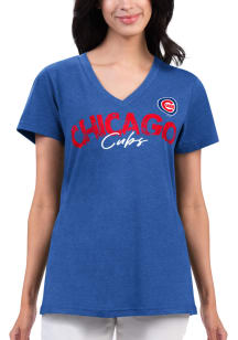Chicago Cubs Womens Blue Key Move Short Sleeve T-Shirt
