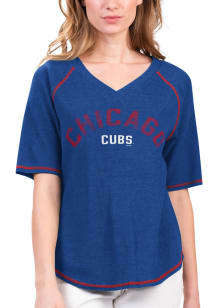 Chicago Cubs Womens Blue Ball Chase Short Sleeve T-Shirt