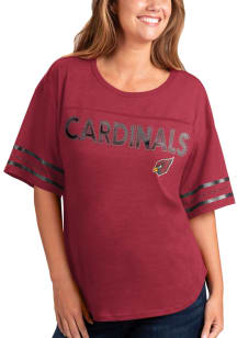 Arizona Cardinals Womens Grey Stripe Short Sleeve T-Shirt