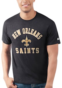 Starter New Orleans Saints Black Number1 Design Short Sleeve T Shirt
