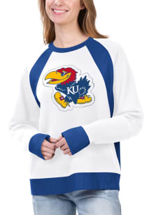 Kansas Jayhawks Womens White Game Plan Crew Sweatshirt