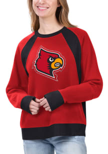Louisville Cardinals Womens Red Game Plan Crew Sweatshirt