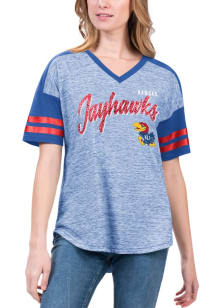 Kansas Jayhawks Womens Blue Referee Short Sleeve T-Shirt