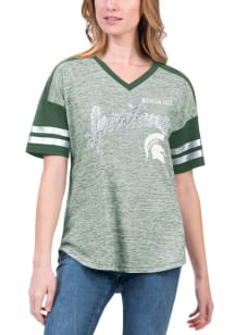 Michigan State Spartans Womens Green Referee Short Sleeve T-Shirt