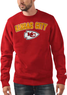 Starter Kansas City Chiefs Mens Red Arch Name Long Sleeve Crew Sweatshirt