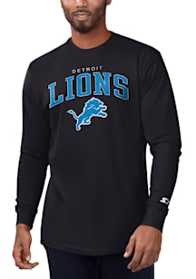 Starter Detroit Lions Black Arch Name Mascot Long Sleeve T Shirt