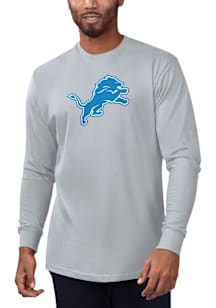 Starter Detroit Lions Grey Primary Logo Long Sleeve T Shirt