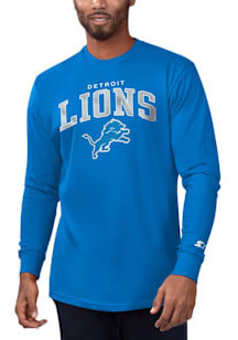 Starter Detroit Lions Blue Arch Name Mascot Long Sleeve T Shirt