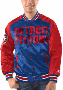 Starter Detroit Pistons Mens Blue The Renegade Medium Weight Jacket