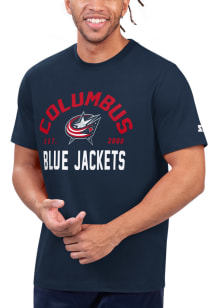 Starter Columbus Blue Jackets Blue Hand Off II Short Sleeve T Shirt
