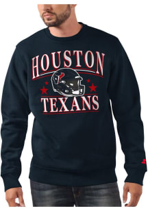 Starter Houston Texans Mens Navy Blue Helmet Long Sleeve Crew Sweatshirt