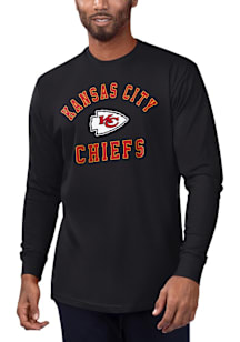 Starter Kansas City Chiefs Black #1 Design Long Sleeve T Shirt