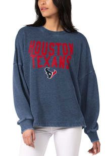 Houston Texans Womens Navy Blue Burnout Crew Sweatshirt