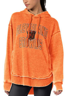 Cleveland Browns Womens Orange Burnout Hooded Sweatshirt