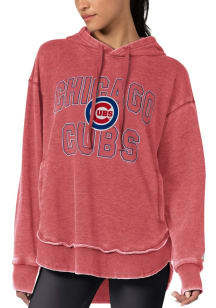Chicago Cubs Womens Red Burnout Hooded Sweatshirt