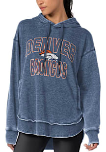 Denver Broncos Womens Navy Blue Burnout Hooded Sweatshirt