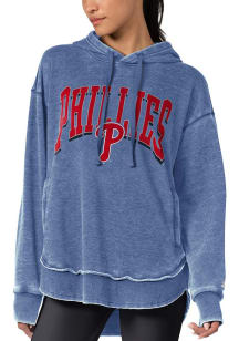 Philadelphia Phillies Womens Blue Burnout Hooded Sweatshirt