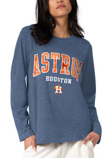 Houston Astros Womens Navy Blue Foil LS Tee