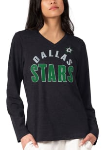 Dallas Stars Womens Black Distressed LS Tee