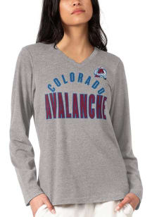 Colorado Avalanche Womens Grey Distressed LS Tee