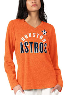 Houston Astros Womens Orange Distressed LS Tee