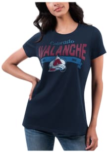 Colorado Avalanche Womens Navy Blue Distressed Short Sleeve T-Shirt