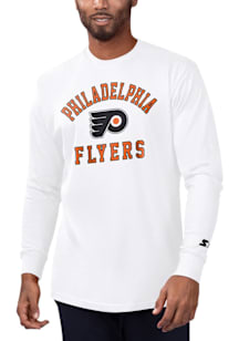 Starter Philadelphia Flyers White #1 Design Long Sleeve T Shirt