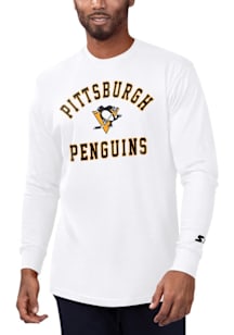 Starter Pittsburgh Penguins White #1 Design Long Sleeve T Shirt