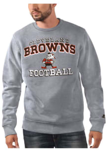 Starter Cleveland Browns Mens Grey Retro Sport Drop Long Sleeve Crew Sweatshirt