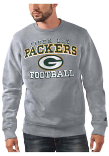 Starter Green Bay Packers Mens Grey Sport Drop Long Sleeve Crew Sweatshirt