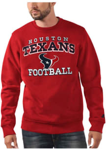 Starter Houston Texans Mens Red Sport Drop Long Sleeve Crew Sweatshirt