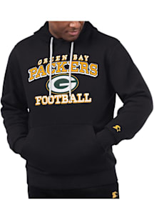 Starter Green Bay Packers Mens Black Sport Drop Long Sleeve Hoodie
