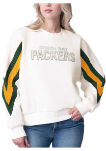 Green Bay Packers Womens White Punt Crew Sweatshirt
