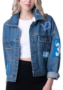 Detroit Lions Womens Blue Game Ball Light Weight Jacket