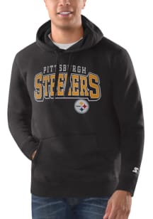 Starter Pittsburgh Steelers Mens Black Stacked With Logo Drop Long Sleeve Hoodie