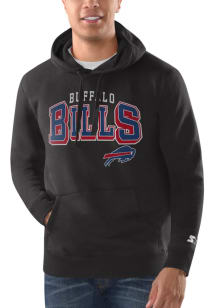 Starter Buffalo Bills Mens Black Stacked With Logo Drop Long Sleeve Hoodie