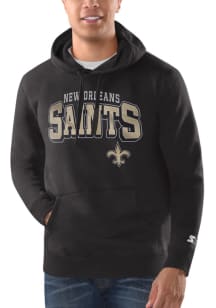 Starter New Orleans Saints Mens Black Stacked With Logo Drop Long Sleeve Hoodie