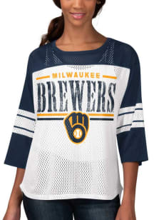 Milwaukee Brewers Womens First Team Fashion Baseball Jersey - Navy Blue