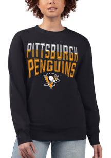Pittsburgh Penguins Womens Black Drop Shoulder Crew Sweatshirt