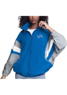 Detroit Lions Womens Blue Game News Light Weight Jacket