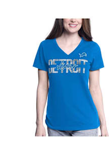 Detroit Lions Womens Blue Batter Up Short Sleeve T-Shirt