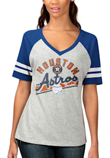 Houston Astros Womens Navy Blue Goal Short Sleeve T-Shirt