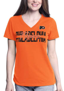 Philadelphia Flyers Womens Orange Batter Up Short Sleeve T-Shirt