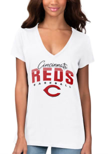 Cincinnati Reds Womens White Fair Catch Short Sleeve T-Shirt