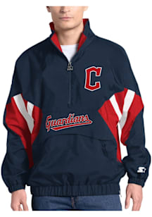Starter Cleveland Guardians Mens Navy Blue Chief Pullover Jackets
