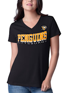 Pittsburgh Penguins Womens Black Strategy Short Sleeve T-Shirt