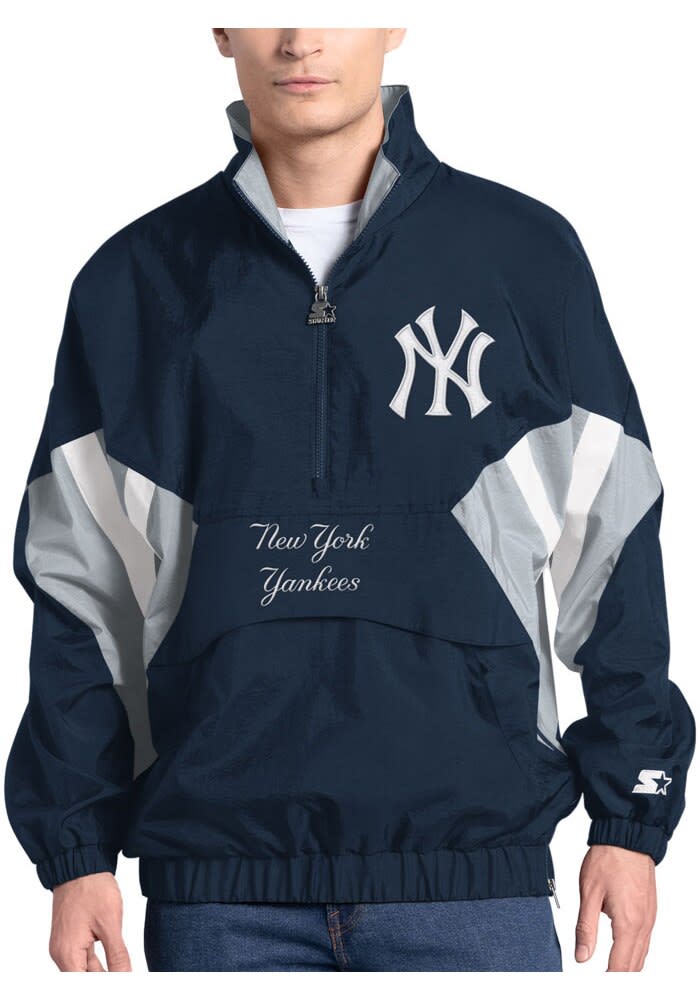 Starter New York Yankees Mens Chief NAVY Pullover Jackets - 9437497