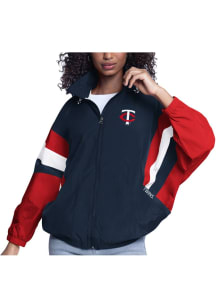 Minnesota Twins Womens Navy Blue Game News Light Weight Jacket