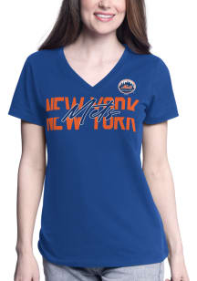 New York Mets Womens Blue Batter Up Short Sleeve T-Shirt