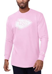 Starter Kansas City Chiefs Pink White Logo Outline Long Sleeve T Shirt